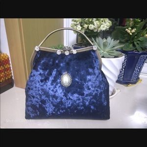 Velvet kiss lock bag